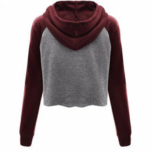 Cropped Hoodies Women Pocket Slim Patchwork Tracksuit Women Autumn Casual Basic Pullovers Ropa Deportiva Mujer#121 SM6