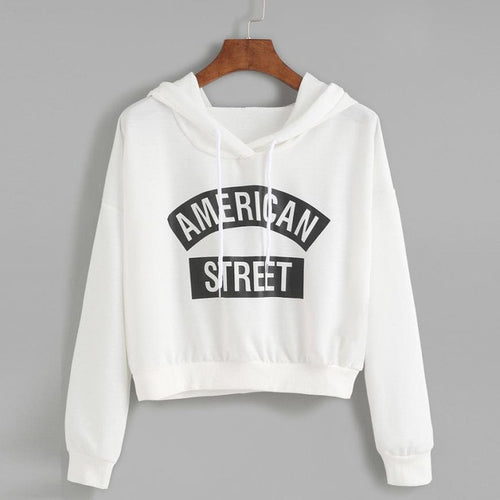Cropped Sweatshirt Women Printed Loose Autumn Hoodies Casual Pullovers Long Sleeve Sweatshirt Survetement Moleton Feminina#A11 SM6