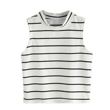 Cropped Tshirt Women Turtleneck Striped Korean Fashion Style Shirt Tops Sleeveless Sexy Women Tops Poleras De Mujer#212 SM6