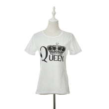 Crown Print Queen letter print t shirts short sleeve tshirt ladies fitness harajuku white black top tees SM6