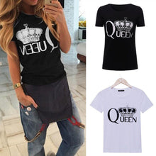 Crown Print Queen letter print t shirts short sleeve tshirt ladies fitness harajuku white black top tees SM6