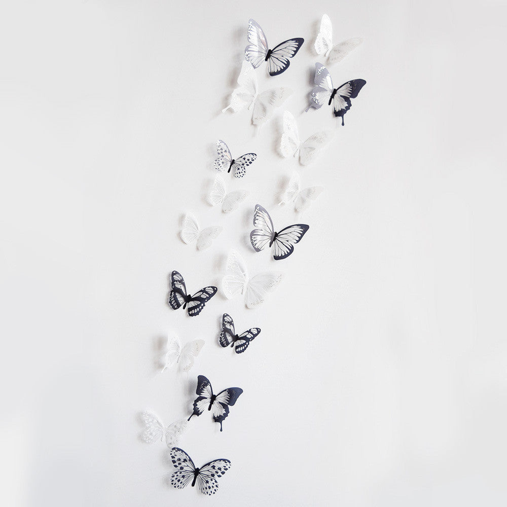 Crystal 18Pcs 3D Butterflies DIY home decor wall stickers for kids room Christmas party decoration kitchen refrigerator decal SM6