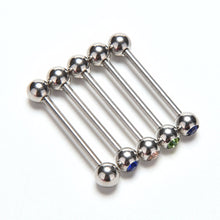 Crystal Ball Tongue Bars Ring Barbell Piercing Stainless Steel Body Jewelry 5Pcs Mixed Colors SM6