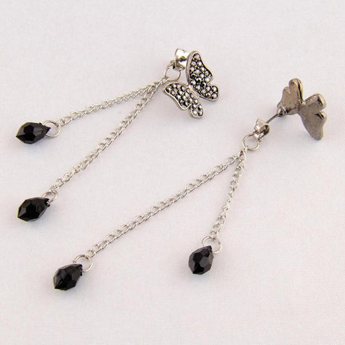 Crystal Elegant Stunning Charmming Tassel Butterfly Waterdrop Long Pendant Earrings Eardrop SM6