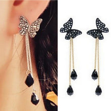 Crystal Elegant Stunning Charmming Tassel Butterfly Waterdrop Long Pendant Earrings Eardrop SM6