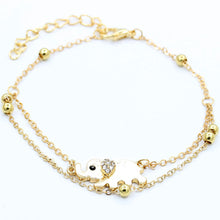 Crystal Elephant Charm Anklet Women gold 2 Layer Link Chain Metal Beads Barefoot S al Foot Jewelry Feet Bracelet SM6