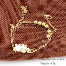 Crystal Elephant Charm Anklet Women gold 2 Layer Link Chain Metal Beads Barefoot S al Foot Jewelry Feet Bracelet SM6