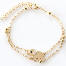 Crystal Elephant Charm Anklet Women gold 2 Layer Link Chain Metal Beads Barefoot S al Foot Jewelry Feet Bracelet SM6