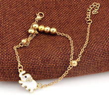 Crystal Elephant Charm Anklet Women gold 2 Layer Link Chain Metal Beads Barefoot S al Foot Jewelry Feet Bracelet SM6