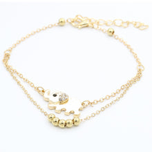 Crystal Elephant Charm Anklet Women gold 2 Layer Link Chain Metal Beads Barefoot S al Foot Jewelry Feet Bracelet SM6
