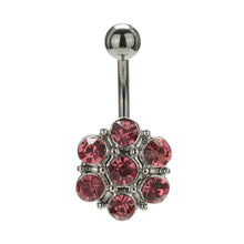 Crystal Flower Surgical Steel Barbell Piercing Belly Button Navel Ring Bar Body Piercing SM6