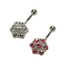 Crystal Flower Surgical Steel Barbell Piercing Belly Button Navel Ring Bar Body Piercing SM6