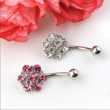 Crystal Flower Surgical Steel Barbell Piercing Belly Button Navel Ring Bar Body Piercing SM6