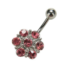 Crystal Flower Surgical Steel Barbell Piercing Belly Button Navel Ring Bar Body Piercing SM6