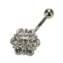 Crystal Flower Surgical Steel Barbell Piercing Belly Button Navel Ring Bar Body Piercing SM6