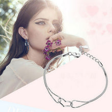 Crystal Love Heart Charm Chain Bracelet For Women Lady Girl Silver Plated Color Jewelry Bracelets SM6