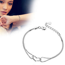 Crystal Love Heart Charm Chain Bracelet For Women Lady Girl Silver Plated Color Jewelry Bracelets SM6