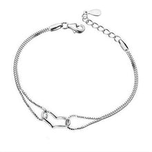 Crystal Love Heart Charm Chain Bracelet For Women Lady Girl Silver Plated Color Jewelry Bracelets SM6