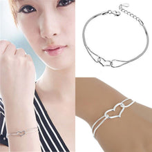 Crystal Love Heart Charm Chain Bracelet For Women Lady Girl Silver Plated Color Jewelry Bracelets SM6