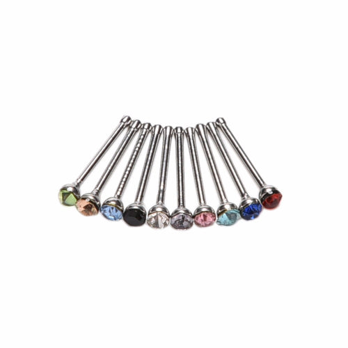Crystal Rhinestone Nose Ring Bone Stud Surgical Steel Body Piercing Jewelry 10Pcs Body Jewelry Indian style SM6