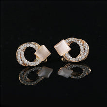 Crystal Rhinestone Stud Earrings Gold Double Ring Ear Studs Geometric Women Jewelry Elegant Korean Style SM6