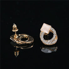 Crystal Rhinestone Stud Earrings Gold Double Ring Ear Studs Geometric Women Jewelry Elegant Korean Style SM6