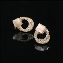 Crystal Rhinestone Stud Earrings Gold Double Ring Ear Studs Geometric Women Jewelry Elegant Korean Style SM6