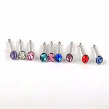 Crystal Stud Silver Colorful Nose Ring Nose Stud Stainless Surgical Steel Nose Piercing Body Jewelry 24pcs SM6