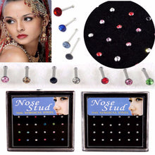Crystal Stud Silver Colorful Nose Ring Nose Stud Stainless Surgical Steel Nose Piercing Body Jewelry 24pcs SM6
