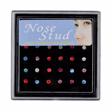 Crystal Stud Silver Colorful Nose Ring Nose Stud Stainless Surgical Steel Nose Piercing Body Jewelry 24pcs SM6
