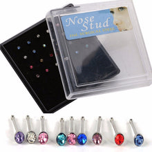 Crystal Stud Silver Colorful Nose Ring Nose Stud Stainless Surgical Steel Nose Piercing Body Jewelry 24pcs SM6