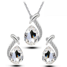 Crystal Water Drop Silver Plated Earrings Necklaces Bridal Jewelry Sets WF Water Drop Earrings Necklaces Jewelry Sets SM6