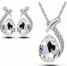 Crystal Water Drop Silver Plated Earrings Necklaces Bridal Jewelry Sets WF Water Drop Earrings Necklaces Jewelry Sets SM6