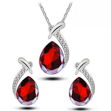 Crystal Water Drop Silver Plated Earrings Necklaces Bridal Jewelry Sets WF Water Drop Earrings Necklaces Jewelry Sets SM6