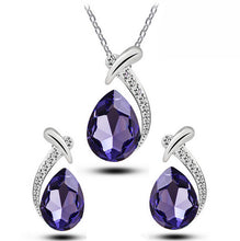 Crystal Water Drop Silver Plated Earrings Necklaces Bridal Jewelry Sets WF Water Drop Earrings Necklaces Jewelry Sets SM6