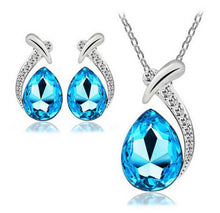 Crystal Water Drop Silver Plated Earrings Necklaces Bridal Jewelry Sets WF Water Drop Earrings Necklaces Jewelry Sets SM6