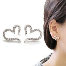 Crystal Women Jewelry Vintage Sliver Plated Small Love Imitation Diamond Stud Earrings  SM6