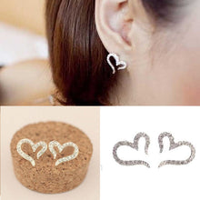 Crystal Women Jewelry Vintage Sliver Plated Small Love Imitation Diamond Stud Earrings  SM6