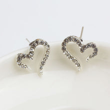 Crystal Women Jewelry Vintage Sliver Plated Small Love Imitation Diamond Stud Earrings  SM6
