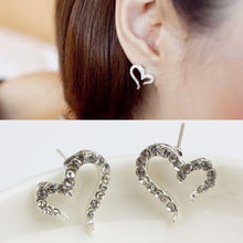 Crystal Women Jewelry Vintage Sliver Plated Small Love Imitation Diamond Stud Earrings  SM6