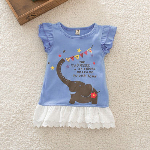 Cute Baby Girls Elephant Pattern Ruffle Dresses One Piece Dress PY SM6