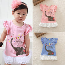 Cute Baby Girls Elephant Pattern Ruffle Dresses One Piece Dress PY SM6