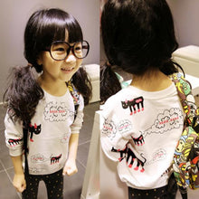 Cute Baby Kids Girls T shirt Toddlers Cartoon Cat Print Long Sleeve T-Shirts Tops SweaterSM6