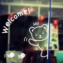 Cute Bear "Welcome" Bird  NEW For Glass Backdrop Removable Waterproof Vinyl home decor wall stickers decoration SM6