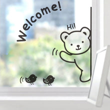 Cute Bear "Welcome" Bird  NEW For Glass Backdrop Removable Waterproof Vinyl home decor wall stickers decoration SM6