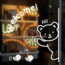 Cute Bear "Welcome" Bird  NEW For Glass Backdrop Removable Waterproof Vinyl home decor wall stickers decoration SM6