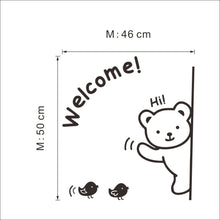 Cute Bear "Welcome" Bird  NEW For Glass Backdrop Removable Waterproof Vinyl home decor wall stickers decoration SM6