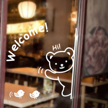 Cute Bear "Welcome" Bird  NEW For Glass Backdrop Removable Waterproof Vinyl home decor wall stickers decoration SM6