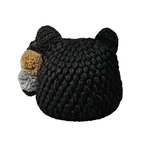 Cute Cats Ear Shaped Beanie Women Solid Knitted Ladies Winter Warm Hats Mixed Hair Ball Winter Cap Gorros E Toucas Feminina#C103 SM6
