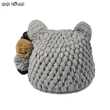 Cute Cats Ear Shaped Beanie Women Solid Knitted Ladies Winter Warm Hats Mixed Hair Ball Winter Cap Gorros E Toucas Feminina#C103 SM6